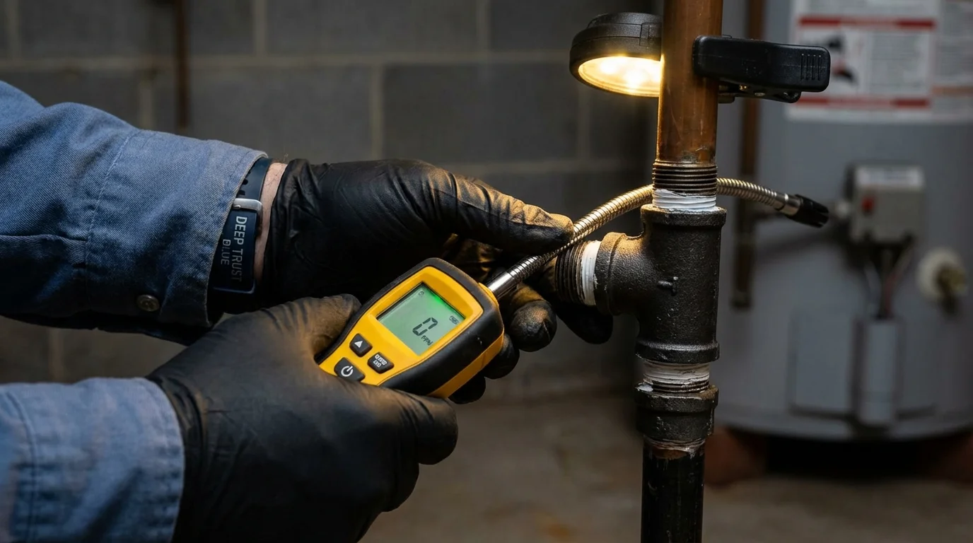 Gas leak detection with electronic sniffer by Johns Plumbing LLC in Blue Lake