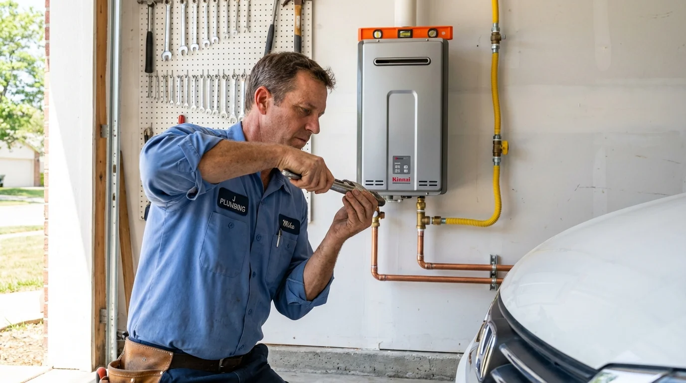 Tankless water heater installation by a Johns Plumbing LLC plumber in Blue Lake